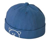 Keuyeo Vintage Boy Docker Cap Cartoon Bear Brimless Hat Kids Breathable Cotton Beanie Hats Solid Spring Landlord Sailor Cap