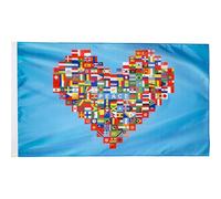 Keuyeo World Peace Flag International Global World Country Banner with Heart of Peace Vibrat Color Polyster Flag for Decor