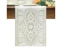 KEVA Boho Table Runner 72inches Long, Farmhouse Linen Table Runner, Rustic Vintage White Embroidered Table Runners 13x72 Inch for Dining Table Decorations