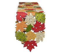 KEVA Fall Table Runner 72inches Long, Autumn Maple Leaves, 13x72 inch, Thanksgiving Kitchen and Table Decoration, Harvest Fall Farmhouse Rustic Embroidered