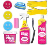 Kevagh - The Pink Stuff Multi-Purpose Cleaner, Cream Cleaner, Cleaning Paste, Damp Duster, Narrow Gap Brush, Scrubber with Handle, Gloves and 3 Smiley Face Sponges Premium Cleaning Bundle by Kevagh.