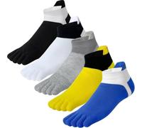 Kevaler Mens Toe Socks Cotton Sports Running Athletic Socks Ankle Low Cut Five Finger Crew Socks Sweat Wicking Quick-dry Breathable Soft UK 7-10 (5 Pairs)