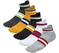 Kevaler Mens Toe Socks Cotton Sports Running Athletic Socks Ankle Low Cut Five Finger Crew Socks Sweat Wicking Quick-dry Breathable Soft UK 7-10 (5 Pairs)