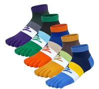Kevaler Mens Toe Socks Cotton Sports Running Athletic Socks Ankle Low Cut Five Finger Crew Socks Sweat Wicking Quick-dry Breathable Soft UK 7-10 (5 Pairs)