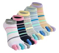 Kevaler Toe Socks for Women Five Finger Socks Running Socks with Toes Cotton Sport Socks Short Socks Mini Crew Socks, UK 3-8, 5 Pairs