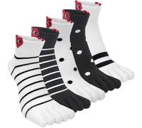 Kevaler Womens Toe Socks Cotton Five Finger Crew Socks Short Length Ankle Socks Cute Animal Fruit Pattern Novelty Sports Socks Running Socks, UK 4-8, 5 Pairs