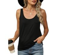 KevaMolly Basic Tank Top Woman UPF 50+ Casual Soft Scoop Neck Sleeveless Classic Fit Tops 2024 Outfits Clothes, Black, XL