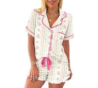 KevaMolly Women Novelty Knotted Candy Cane Christmas Pajama Set