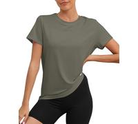 KevaMolly Workout Tops for Women UPF50+ Breathable Loose Fit Yoga T Shirts Short Sleeve Running Gym Athletic Tee Top, Olive Green, L