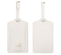 Kevancho Leather Luggage Tags for Men Women, Suitcase Labels Baggage Bag Tag ID Tags with Full Back Privacy Cover for Cruise Ships, Travel Accessories Tags Set of 2 PCS (White 03)