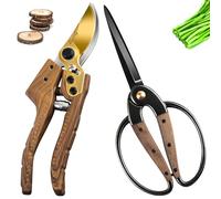 Kevanry 2Pack Garden Pruning Shears Set: Ultra Sharp SK5 Blade Gardening Shears & Precision Garden Scissors,Wood Like&Wide Walnut Ergonomic Handle,Perfect for Plant,Bonsai,Shrub,floral,Branch Trimming