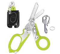 Kevanry 6 in 1 Multi-Function Foldable Trauma Shears with Scissors Pliers & 24 in 1 Multi-Tool Key,Emergency Response Shears with Strap Cutter&Glass Breaker,Rescue Scissors for Outdoor Camping (Green)