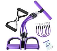 Kevanry Upgrade 4-Tube Pedal Ankle Puller Resistance Bands with Two Extra Handles,Pedal Puller Resistance Band with Handle for Home Gym,Yoga & Pilates,Ideal to Tone Arms,Abs,Waist Unisex