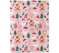 Kevcer Festive Christmas Pink Throw Blanket- Ultra Soft, Fleece, Lightweight,Tree Reindeer and Gingerbread Men Blankets,for Couch Room Bedroom,Rustic Holiday Decor,Gifts for Kids Adult 60x80in