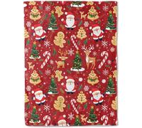 Kevcer Festive Christmas Santa Throw Blanket- Ultra Soft, Fleece, Lightweight,Reindeer,Candy Cane and Gingerbread Red Blankets,for Couch Room Bedroom,Rustic Holiday Decor,Gifts for Kids Adult 60x80in