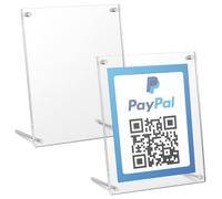 Kevenal QR Code Signs, 6 x 8 Inch Clear QR Code Menu with Metal Stand, Cash App Acrylic Holders - 2 Packs