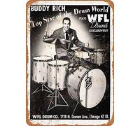 Keviewly Buddy Rich WFL Drums Tin Signs Metal Poster Warning Sign Decor for Garage Home Garden Retro Tin Sign Wall Birthday Party Bar Cafe Kitchen