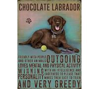 Keviewly Chocolate Brown Labrador Dog Retro Metal Painted Art Poster Metal Iron Painting Tin Wall Signs Decoration Plaque Warning Bar Cafe Garage Party Game Room Home Decoration