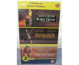 Kevin Costner - Action Classics Pack: The Last Of The Mohicans, Unforgiven, Robin Hood: Prince Of Thieves [VHS]