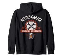 Kevin’s Garage Repairs Cold Beer Bad Advice Funny Mechanic Zip Hoodie