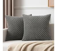 Kevin Textile Boho Cushion Covers 45 x 45 cm Set of 2 Soft Striped Corduroy Decorative Square Cushions Covers 18x18 Inch Pillowcases with Invisible Zipper for Chair Couch Sofa Bedroom, Dark Grey