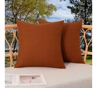 Kevin Textile Outdoor Waterproof 24”x24” Pillow Covers 2 Pack, Burnt Orange