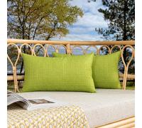 Kevin Textile Outdoor Waterproof Lumbar Pillow Covers 12x24 Inch Pack of 2 Checkered Decorative Rectangle Cushion Throw Pillowcases Shell for Patio Tent Garden Couch Bed Sofa Green