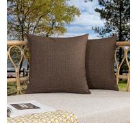 Kevin Textile Pack of 2 Decorative Outdoor Waterproof Throw Pillow Covers Checkered Pillowcases Classic Cushion Cases for Patio Couch Bench 16 x 16 Inch Brown