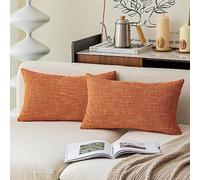 Kevin Textile Pack of 2 Fall Lumbar Pillow Covers Deluxe Home Decorative Super Soft Lumbar Throw Pillow Cover Cushion Case for Seasonal Autumn (12 x 20 inch, Orange)