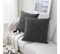 Kevin Textile Set of 2 Decorative Pillows Covers for Couch Star Faux Linen Sofa Pillows Cover 24 x 24 inch, 61x61cm, Black