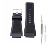 Kevisae 34mm * 24mm Rubber Silicone Watch Band Strap Compatible with Bell & Ross B&R BR-01 BR-03 92 Diver with Free Spring Bar Tool- Bell & Ross Watch Band (Silver buckle)