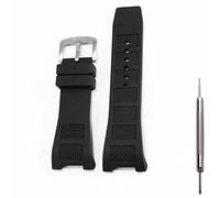 Kevisae Black Concave Lug Rubber Silicone Watch Band Strap for IWC IW322503 Watch Replacement Rubber Silicone Band-IWC Watch Strap IW322503 IW323601 IW376501 (Silver buckle)