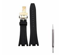 Kevisae Black Rubber Silicone Watch Band Compatible with Audemars Piguet Royal Oak Offshore 15703 15710-28mm AP Rubber Watch Band Strap (Golden buckle)