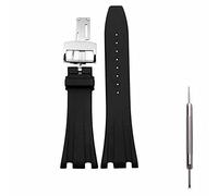 Kevisae Black Rubber Silicone Watch Band Compatible with Audemars Piguet Royal Oak Offshore 15703 15710-28mm AP Rubber Watch Band Strap (Silver buckle)