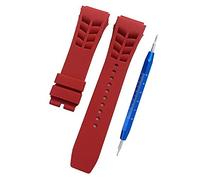 Kevisae Rubber Silicone Watch Band Compatible with 25mm Richard Mille Black Orange Red Watch Strap- 25 * 20mm Richard Mille Rubber Watch Band Strap