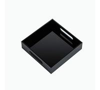 KEVLANG Black Sturdy Acrylic Tray with Handles-8x8 Inch- Countertop Organizer Tray for Kitchen,Bathroom,Office- Storage Box for Cosmetics, Jewelry,Toiletries,Toy,Gadgets