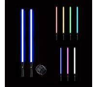 Kevrnabxi Lightsaber Rechargeable Cosplay RGB 2 Pcs, Connectable 2-in-1 Lightsaber 10 RGB Color Advanced Alloy Hilt Lightsaber, Halloween Easter Christmas Decoration (black)