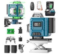 Kevsuvqin Laser Level, Laser Levels Self Leveling with 2 Batteries and LED Display, 4x360 Lazer Level Tool with Tool Box, 16 Green Lines/APP/Remote Control/Pulse Mode/IP54 Waterproof
