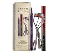 Kevyn Aucoin Eyes Tell All 3-Piece Set: Includes Professional Eyelash Curler Volume Mascara (Full Size) & Precision Liquid Liner in Black (Full