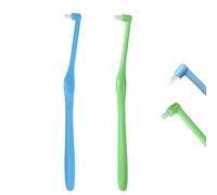 KEVZHUKWV 2 PCS Tufted Toothbrushes Soft Interspace Toothbrush Small Orthodontic Toothbrushes for Orthodontic Braces Gum Care Braces Sensitive Teeth Deep Cleaning