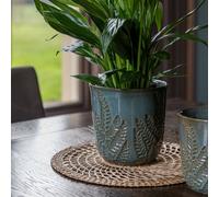 Kew Embossed Fern Teal Planter H21cm D23cm Royal Botanic Gardens Kew Teal One Size