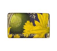 The English Soap Company Kew Gardens Narcissus Lime Soap - Luxury Vegan Soap Bar Enriched with Shea Butter - Fresh Floral Lime Scent, Moisturising, Cruelty-Free, Made in England - 240g