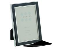 Kew Sixtrees 2-695-46 Silver Plated and Very Dark Denim Blue Enamel 6 x 4 inch Photoframe. Art Deco style, complete with Microfibre Polishing Cloth