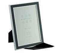 Kew Sixtrees 2-695-57, 5 x 7 inch Silver Plated and Very Dark Denim Blue Enamel Photo frame. Art Deco styling, complete with Microfibre Polishing Cloth. nb. almost black in colour.