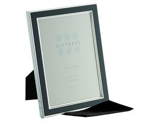 Kew Sixtrees 2-695-57, 5 x 7 inch Silver Plated and Very Dark Denim Blue Enamel Photo frame. Art Deco styling, complete with Microfibre Polishing Cloth. nb. almost black in colour.