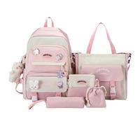 Kewaii Backpack Combo - Academic Gear Bundles, School Supplies Kewaii Cute Backpack Bear Pendant Pin, 5pc Girls' Daypack Backpack Set Oxford Canvas School Supplies Accessories for Kids Teens