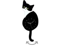 KEWAT 3D Cat clocks with swinging tail and eyes Cat Wall Clock Tail Wag Swing Pendulum Quartz Acrylic Clock for Wall Decoration