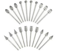 KEWAYO 20 Pcs Diamond Grinding Burr Bit Set, 1/8 Inch Shank Rotary Tool Accessories for Dremel, Stone Glass Ceramic Carving, Grinding, Polishing, Engraving
