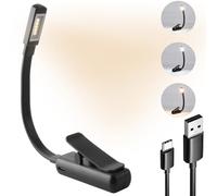 KEWAYO Book Light, 3 Color Temperatures, Stepless Dimming, USB Rechargeable, Long Battery Life, Clip-on EyeCare Warm Reading Light for Reading, Painting, Bed Shelf, Travel