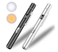 KEWAYO Pen Torch, 2 PCS Reusable Dual Light Source Flashlight, Battery Level Display, Magnetic Cap, Pocket Clip for Inspection, Outdoor & Emergency Use